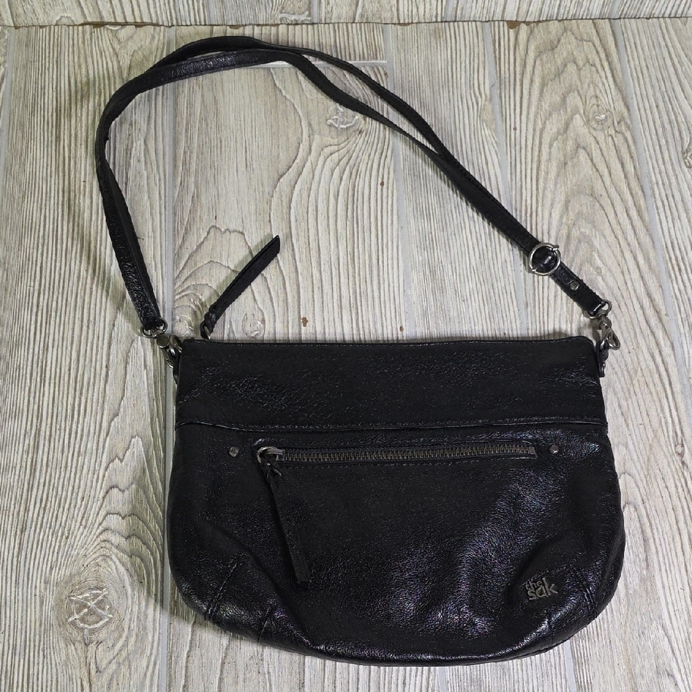 The Sak Oleta Convertible Leather Black Crossbody Bag